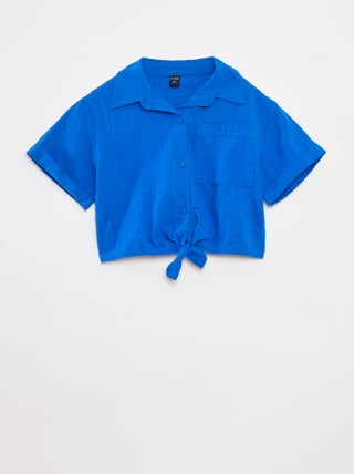 Camisa curta com laço