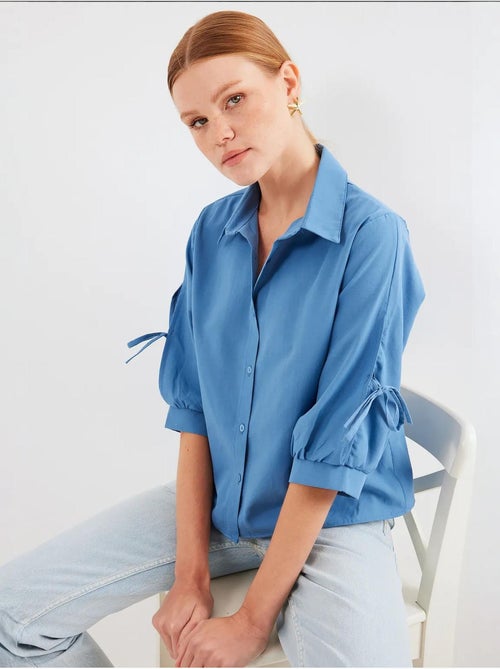 Camisa curta com laço bdart - Kiabi Camisa curta com laço bdart - Kiabi
