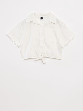 Camisa curta com laço