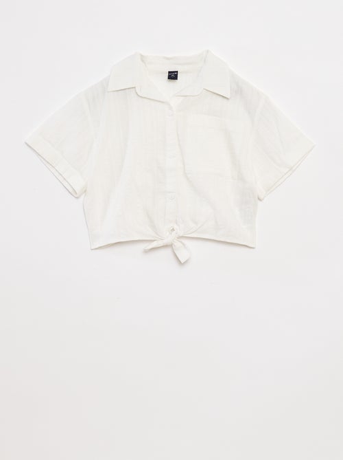 Camisa curta com laço - Kiabi