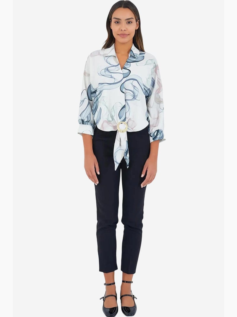 Camisa curta de cetim oversized e fluída bdart Branco - Kiabi