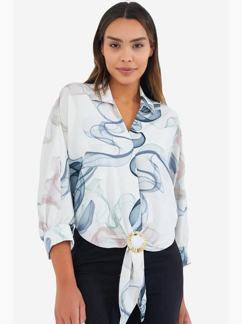 Camisa curta de cetim oversized e fluída bdart - Kiabi Camisa curta de cetim oversized e fluída bdart - Kiabi
