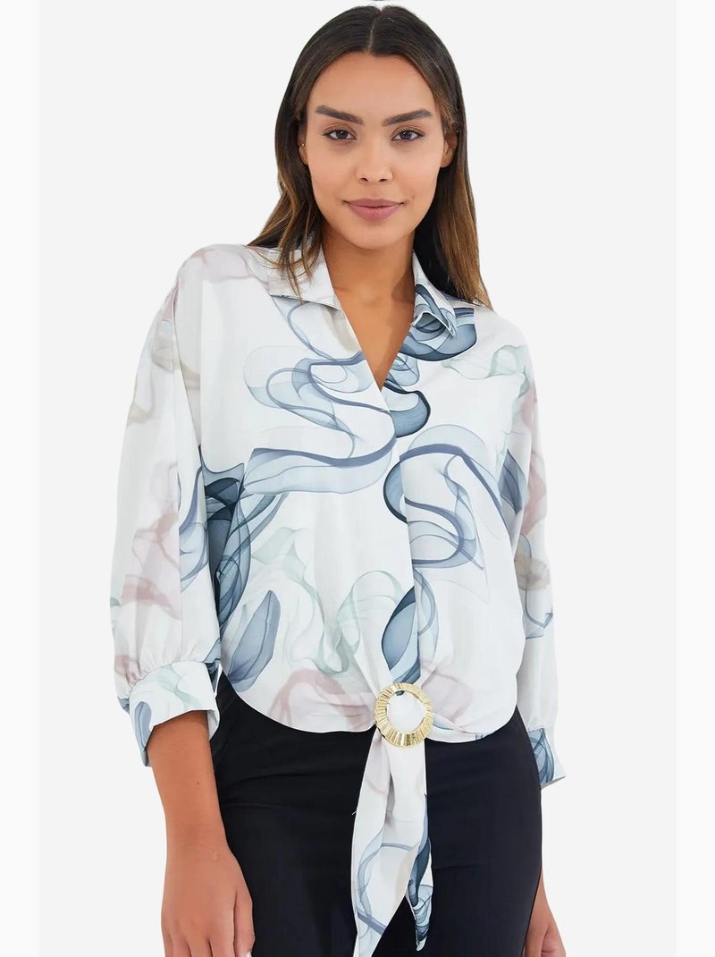 Camisa curta de cetim oversized e fluída bdart Branco - Kiabi
