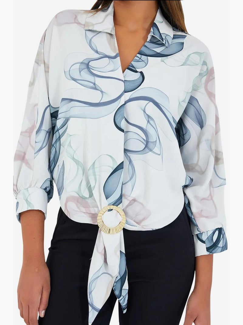 Camisa curta de cetim oversized e fluída bdart Branco - Kiabi