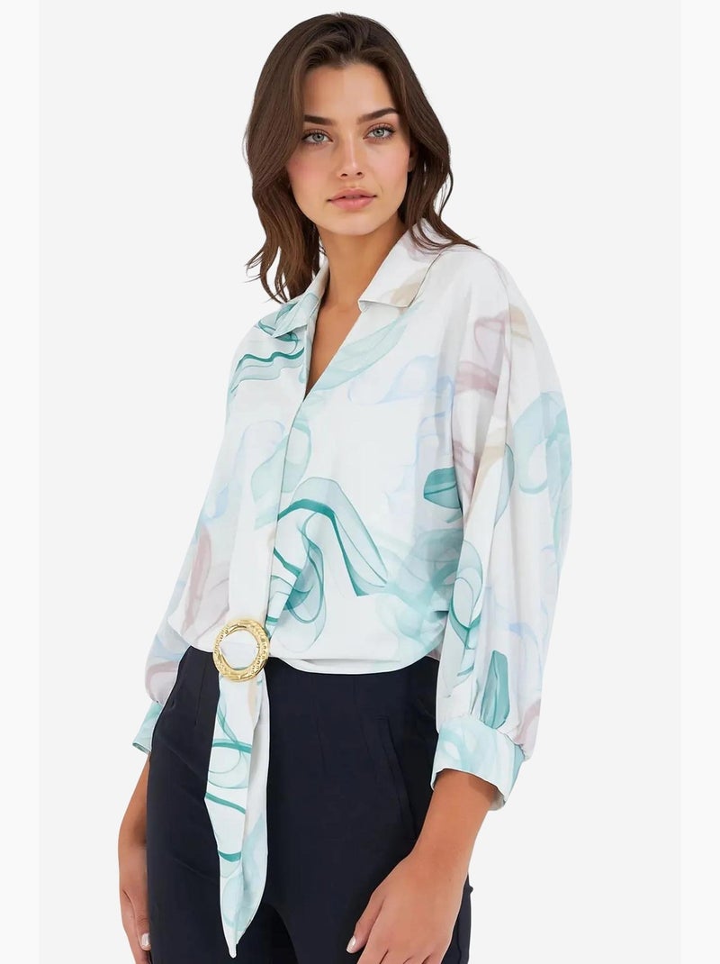 Camisa curta de cetim oversized e fluída bdart Verde menta - Kiabi