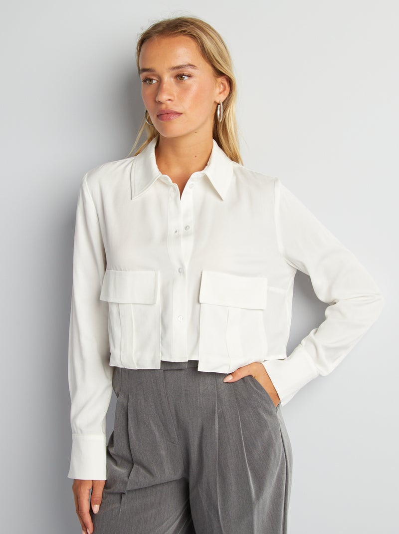 Camisa curta de manga comprida Branco - Kiabi
