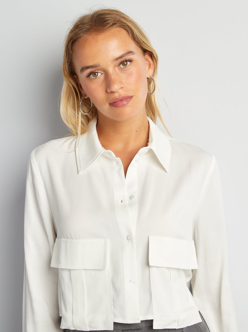 Camisa curta de manga comprida Branco - Kiabi
