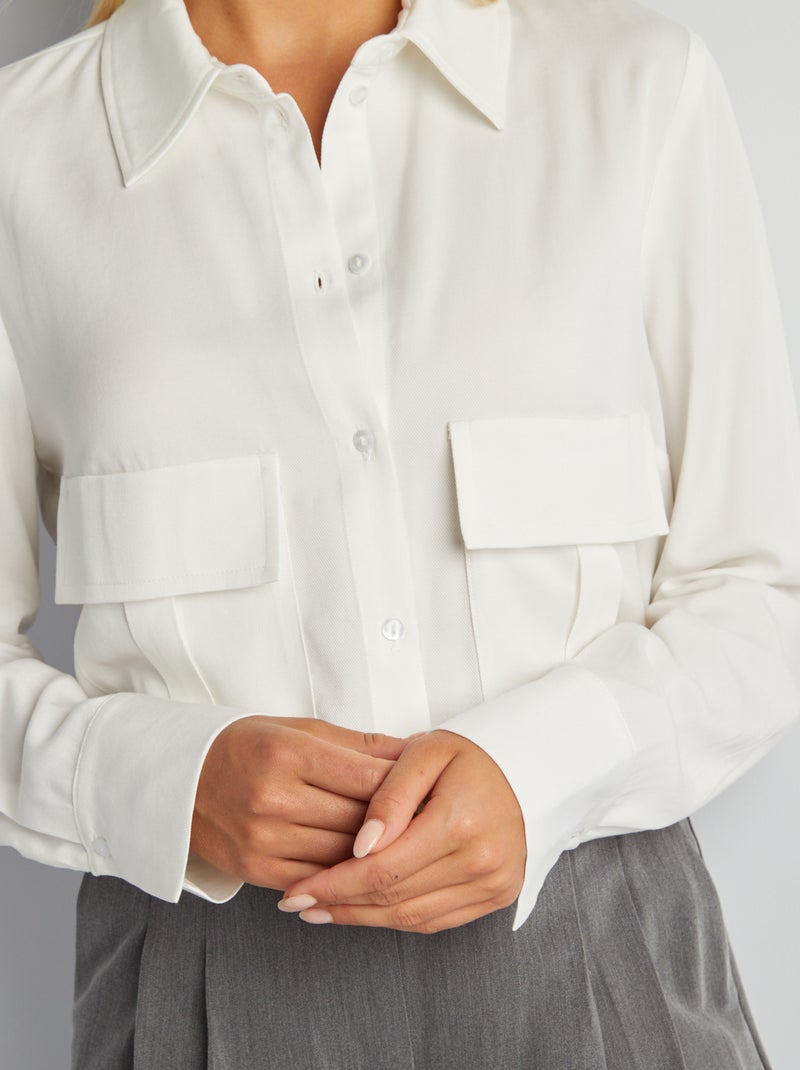 Camisa curta de manga comprida Branco - Kiabi