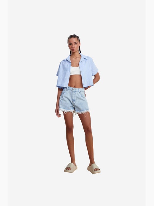 Camisa curta de mulher em mistura de linho dilvin - Kiabi