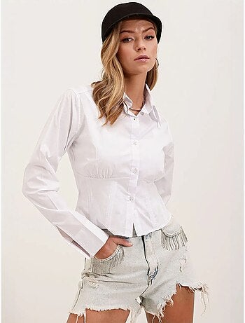 Camisa curta de popelina justa com botões bdart