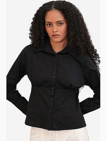 Camisa curta de popelina justa com botões bdart