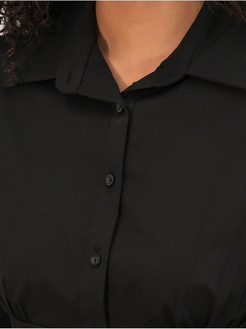 Camisa curta de popelina justa com botões bdart Preto - Kiabi