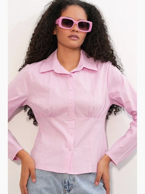 Camisa curta de popelina justa com botões bdart - Kiabi Camisa curta de popelina justa com botões bdart - Kiabi