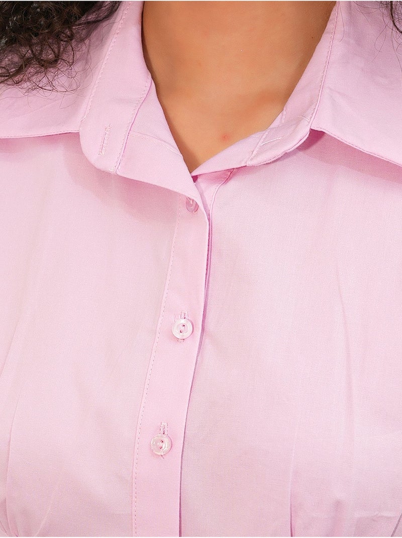 Camisa curta de popelina justa com botões bdart Rosa-claro - Kiabi
