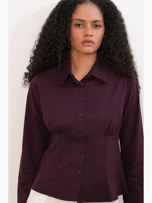 Camisa curta de popelina justa com botões bdart - Kiabi Camisa curta de popelina justa com botões bdart - Kiabi