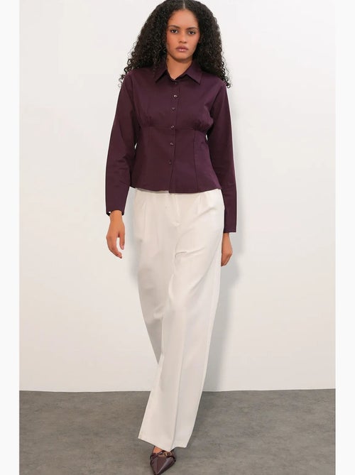 Camisa curta de popelina justa com botões bdart - Kiabi Camisa curta de popelina justa com botões bdart - Kiabi