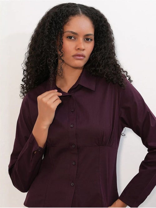 Camisa curta de popelina justa com botões bdart - Kiabi Camisa curta de popelina justa com botões bdart - Kiabi
