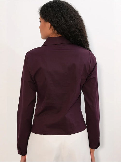 Camisa curta de popelina justa com botões bdart - Kiabi Camisa curta de popelina justa com botões bdart - Kiabi