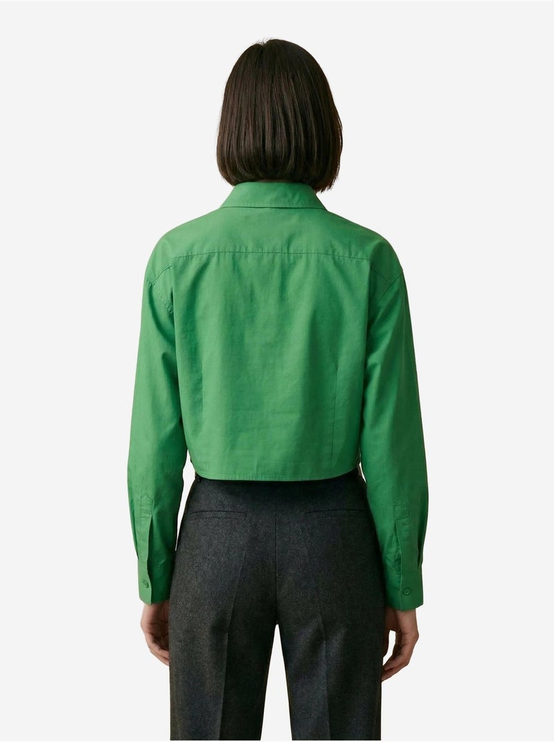 Camisa curta em popelina de algodão my fashion Verde - Kiabi