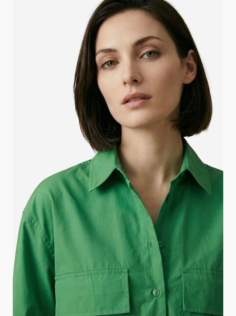 Camisa curta em popelina de algodão my fashion Verde - Kiabi