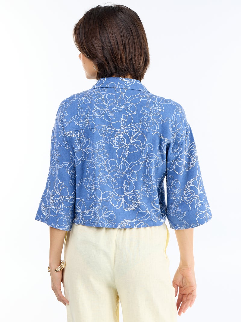 Camisa curta oversize com nó Azul - Kiabi