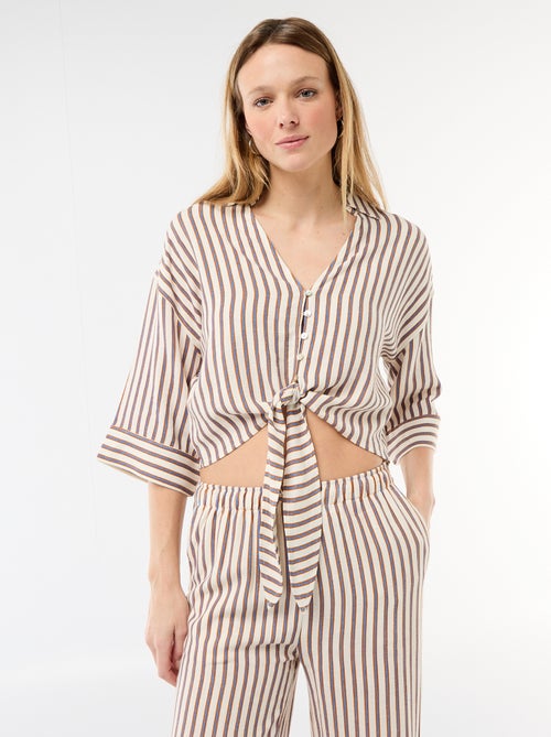 Camisa curta oversize com nó - Kiabi