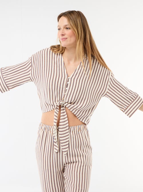 Camisa curta oversize com nó - Kiabi