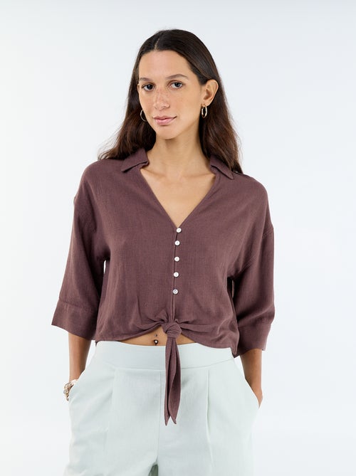 Camisa curta oversize com nó - Kiabi