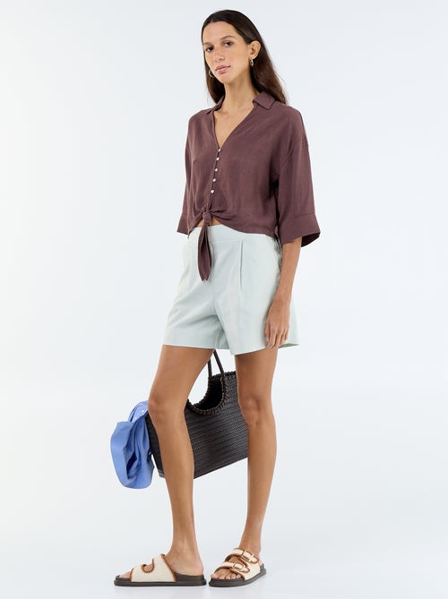 Camisa curta oversize com nó - Kiabi