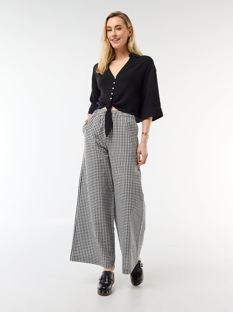 Camisa curta oversize com nó Preto - Kiabi