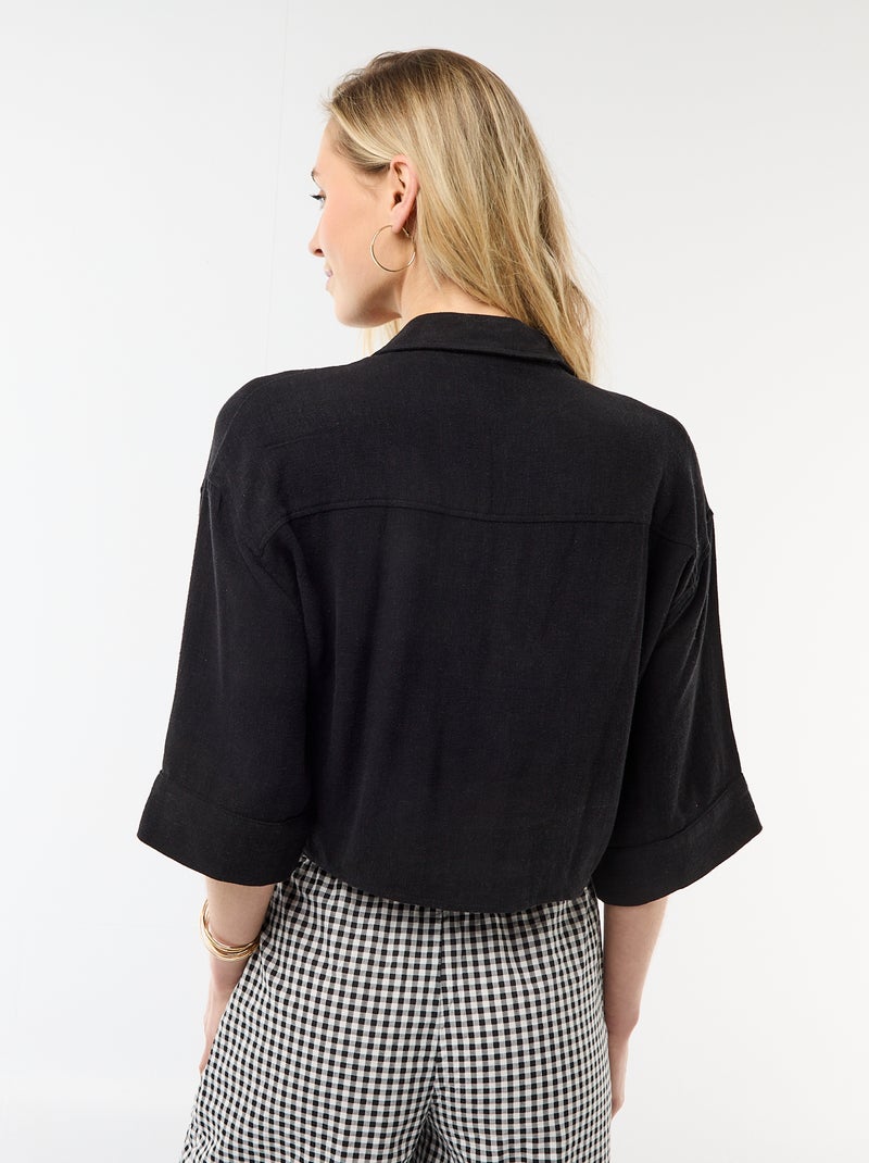 Camisa curta oversize com nó Preto - Kiabi