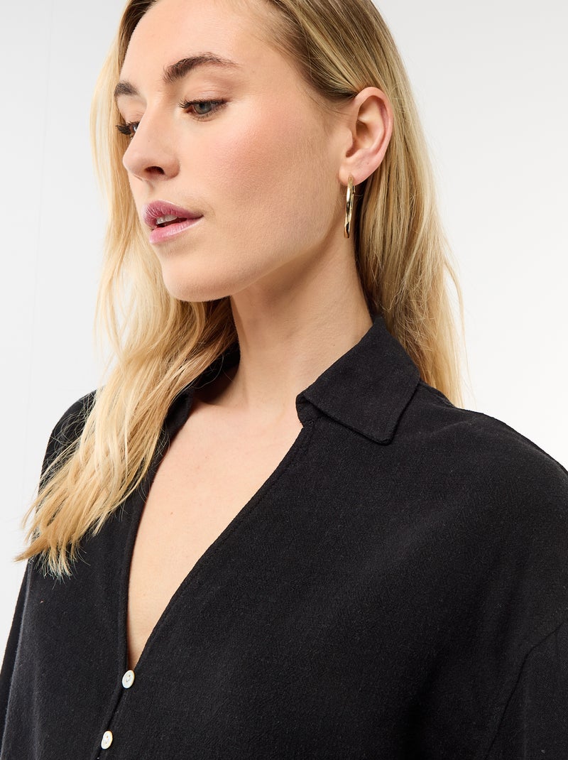 Camisa curta oversize com nó Preto - Kiabi