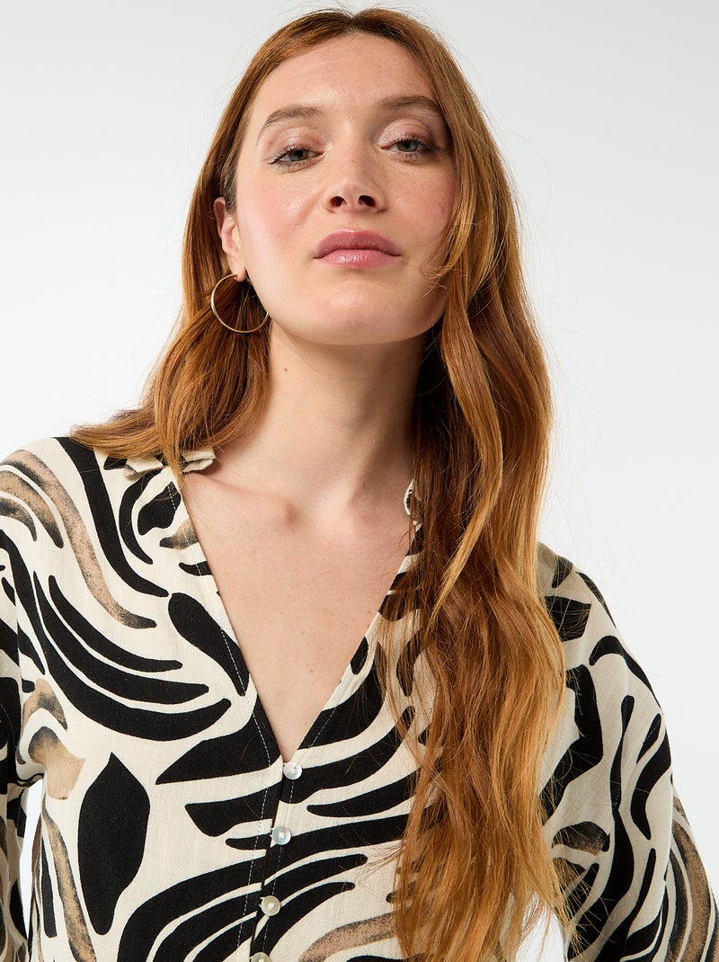 Camisa curta oversize com nó Preto - Kiabi