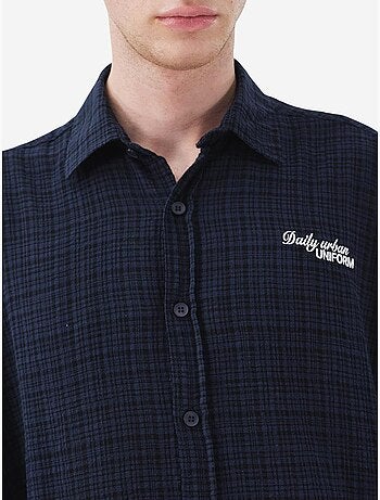 Camisa de algodão aos quadrados de corte descontraído para homem giesto