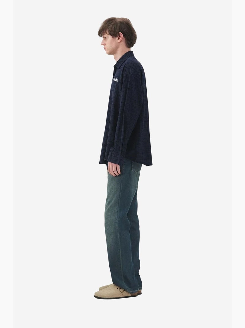 Camisa de algodão aos quadrados de corte descontraído para homem giesto Azul-lago - Kiabi