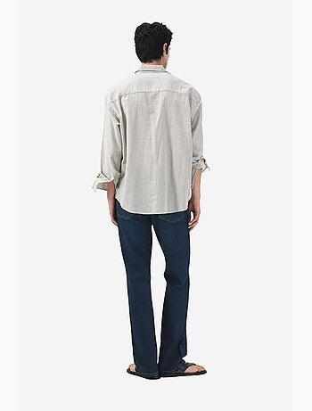 Camisa de algodão às riscas com trama de veludo giesto