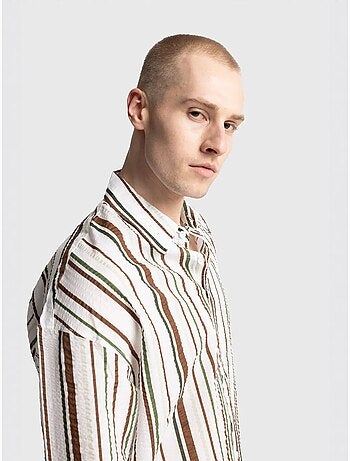 Camisa de algodão às riscas de corte descontraído giesto