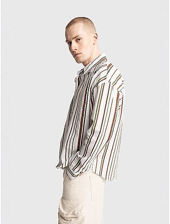 Camisa de algodão às riscas de corte descontraído giesto