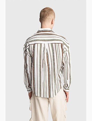Camisa de algodão às riscas de corte descontraído giesto