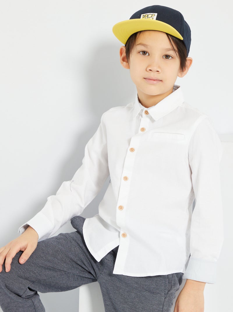 Camisa de algodão Branco - Kiabi
