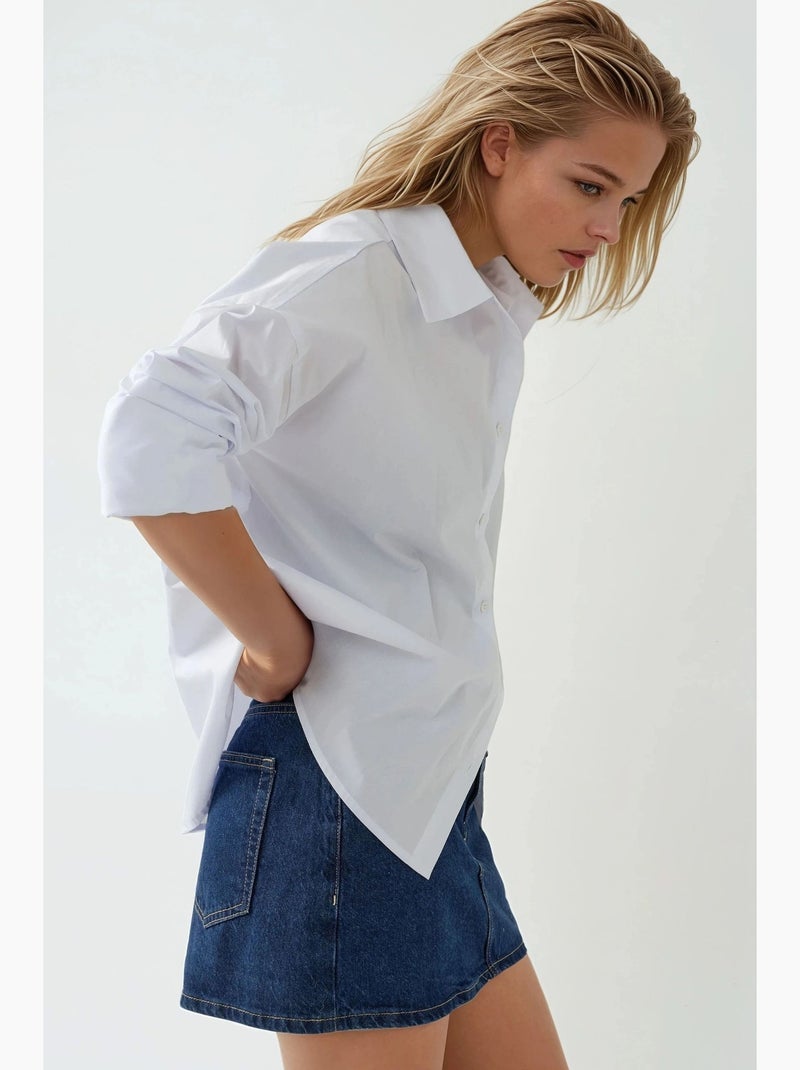 Camisa de algodão com ajuste regular e detalhes de botões hiccup Branco - Kiabi
