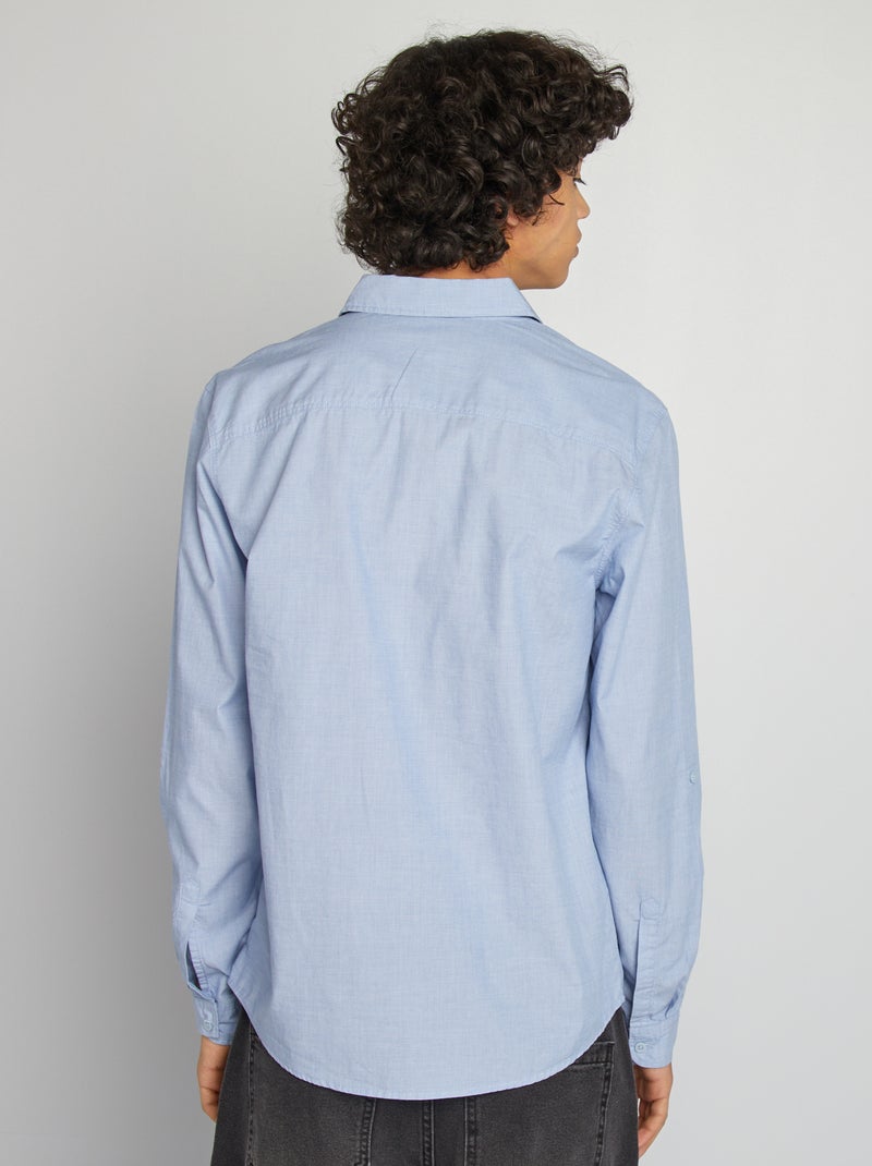 Camisa de algodão com bolso AZUL - Kiabi