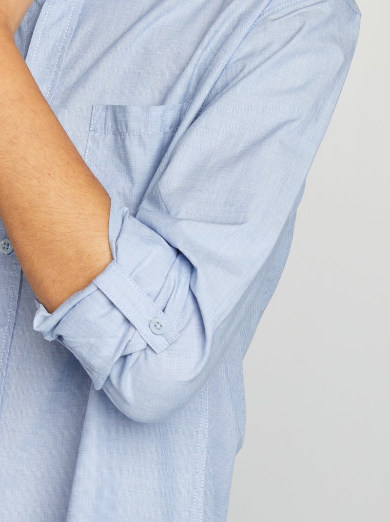 Camisa de algodão com bolso AZUL - Kiabi