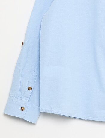 Camisa de algodão com gola mao para homem