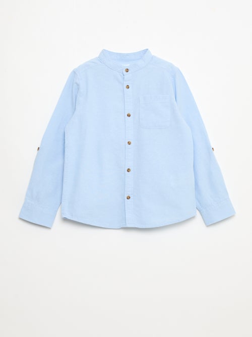 Camisa de algodão com gola mao para homem - Kiabi