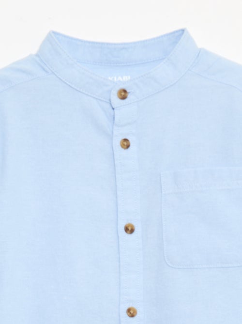 Camisa de algodão com gola mao para homem - Kiabi