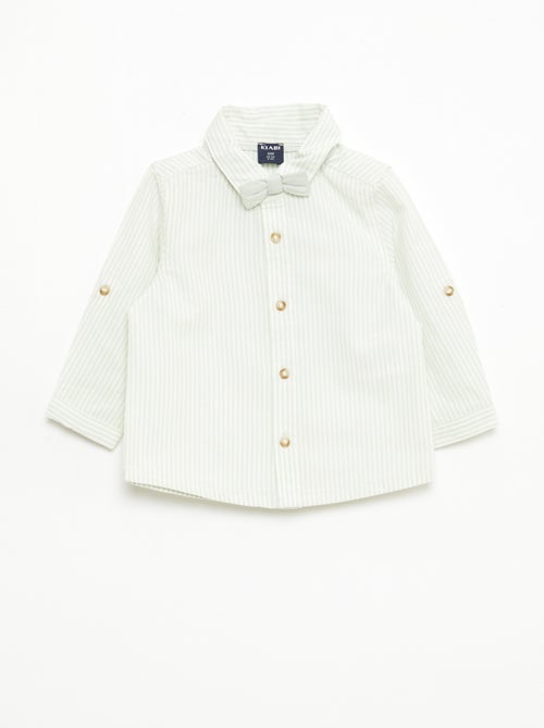 Camisa de algodão com laço removível - Kiabi