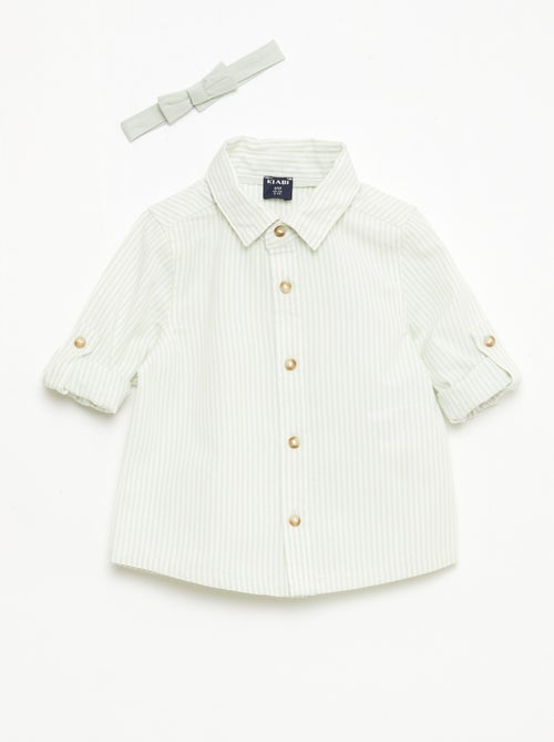 Camisa de algodão com laço removível - Kiabi