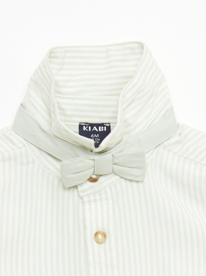 Camisa de algodão com laço removível Branco - Kiabi