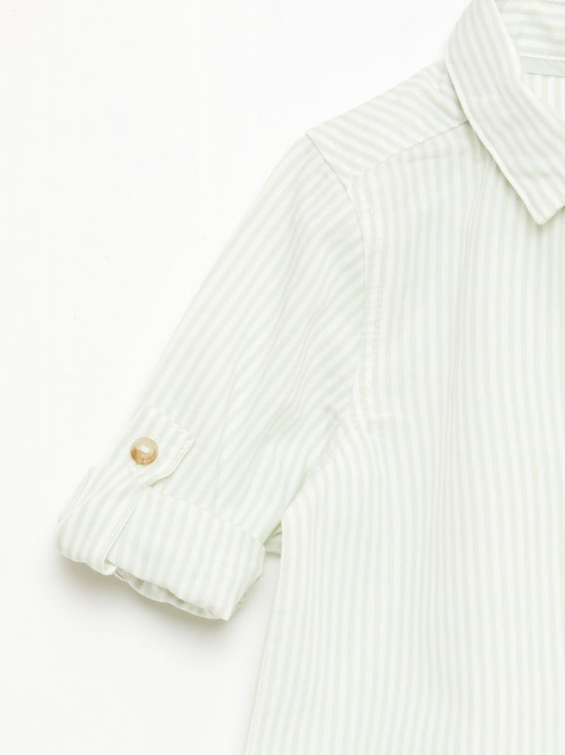 Camisa de algodão com laço removível Branco - Kiabi